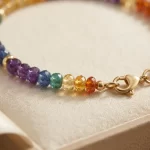 14 ayar altın doğal rainbow (zümrüt,yakut,safir) taşlı bileklik