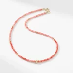 14 ayar altın pembe faset mercan (coral) taşı kolye