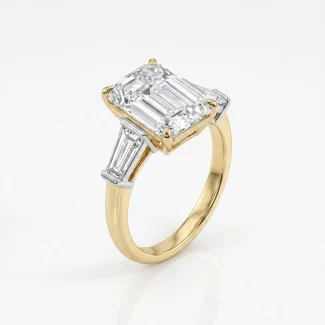 2 Karat Lab Diamond Emerald Kesim Yüzük · 0,30 Karat Yan Taşlı